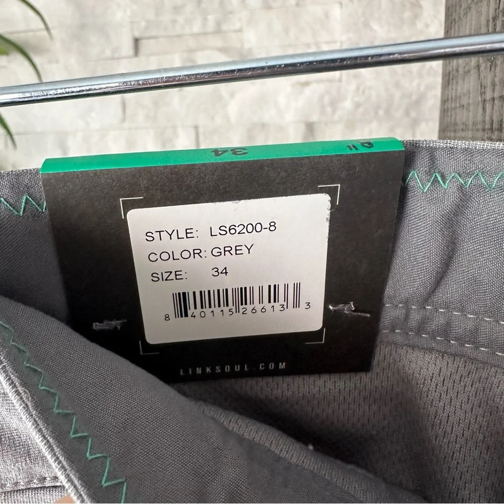 LINKSOUL Grey “Boardwalker” Hybrid Shorts Size 34 New with Tags